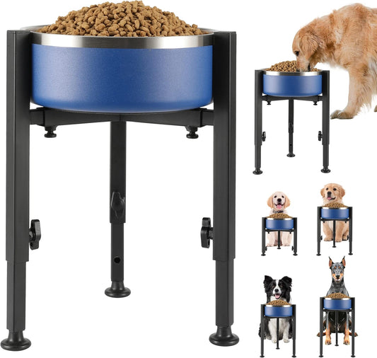 PROERR Single Dog Bowl Stand,Tall Dog Food Stand Adjustable Wide 7-11" Heights 14.5",Metal Elevated PET Bowl Holder Raised Water Feeder for Medium,Large Dog(Bowl Not Included)