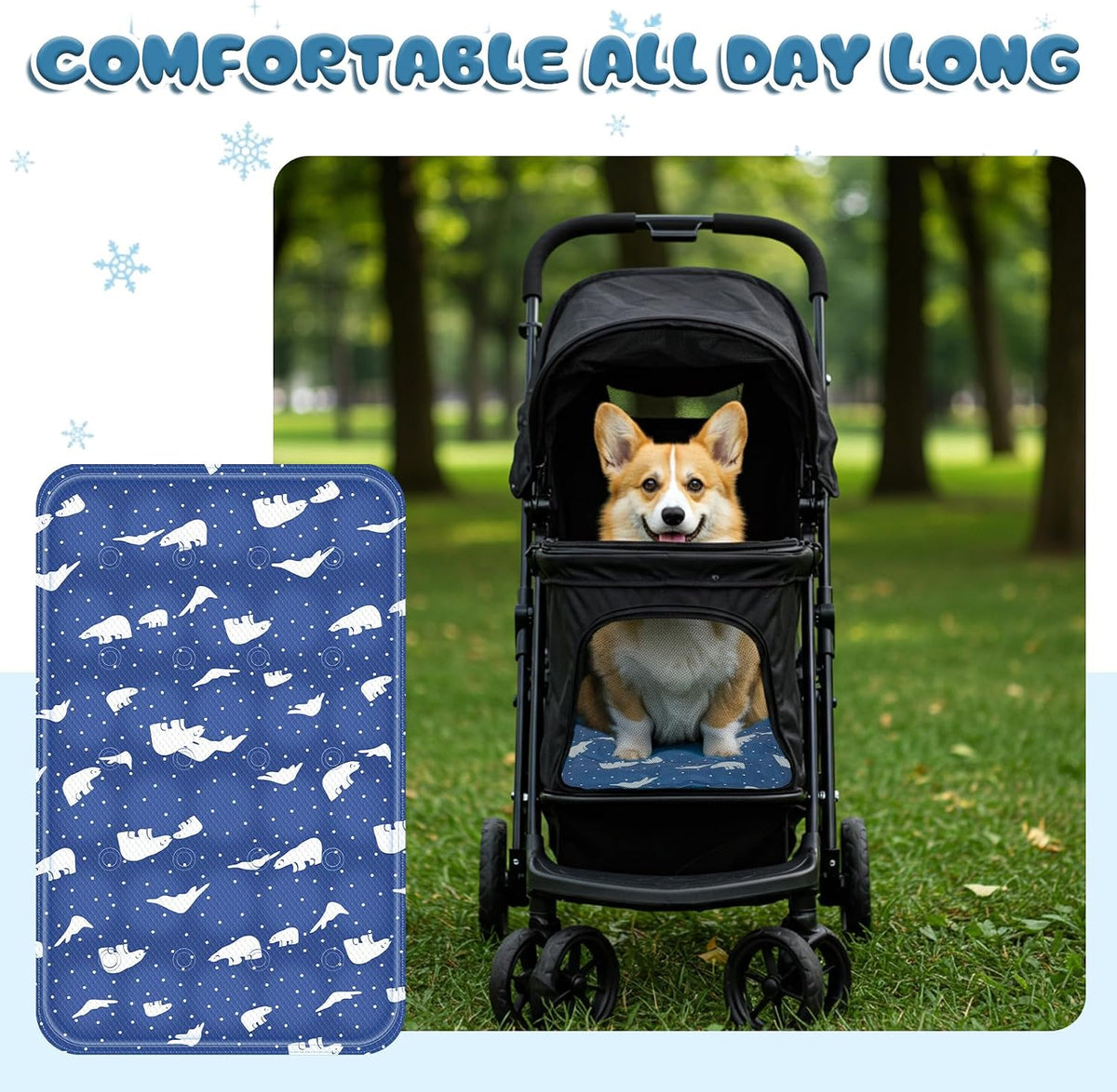 Nuanchu Pet Cooling Mat, Royal Blue Bear, 11.81 X 19.69 Inches, 1 Pcs