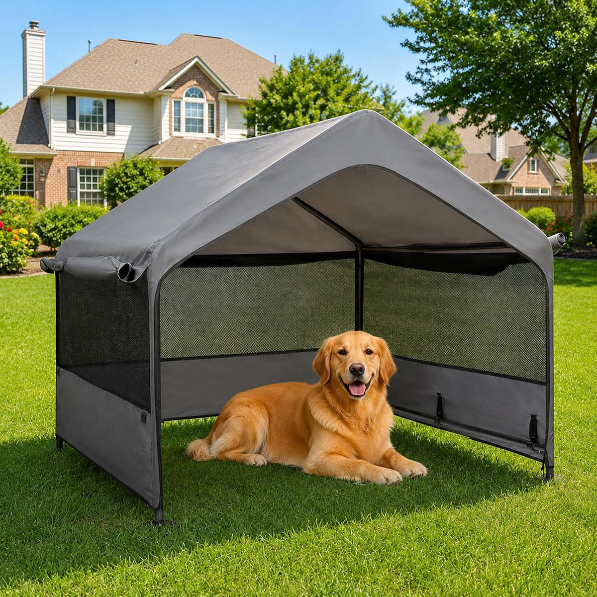 Extra Large Dog House Outdoor, 4'X4'X3.3' Dog Shade Shelter Canopy