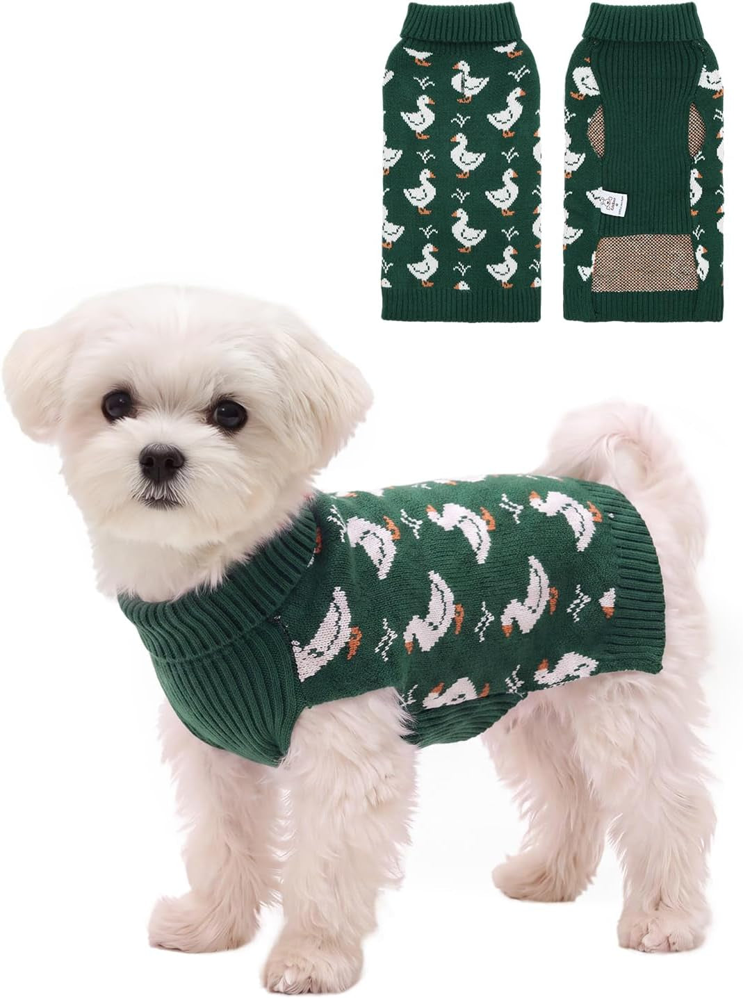 Cutebone Duck Dog Sweater with Harness Hole for Small Medium Dogs & Cats