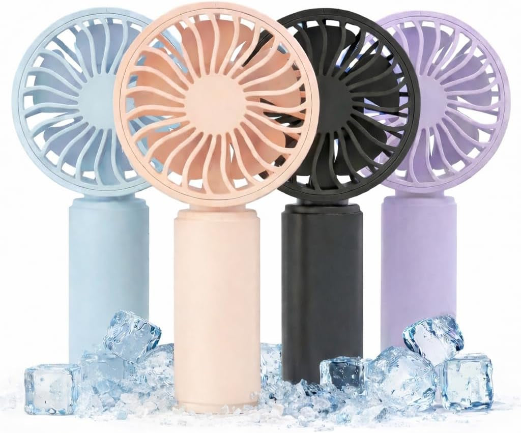 Vansmago 4 Pack Mini Handheld Fan, USB Rechargeable Portable Fan with 3 Speeds, Small Pocket Personal Fan for Travel, Theme Park, Summer Holiday Essentials, Commute and Outdoors