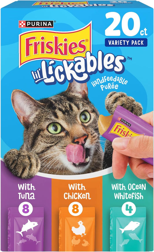 Purina Friskies Lil’ Lickables with Chicken, with Tuna or with Ocean Whitefish Variety Pack Lickable Cat Treats - 10 Oz. (Pack of 20)