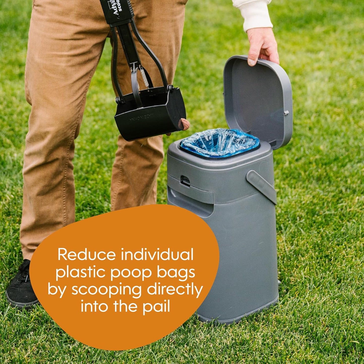 Pet Genie Pail | Dog Waste Disposal System for Outdoor and Indoor Odor Control | Dog Poop Trash Can | Includes 1 Square Refill Bag That Lasts up to 2 Months
