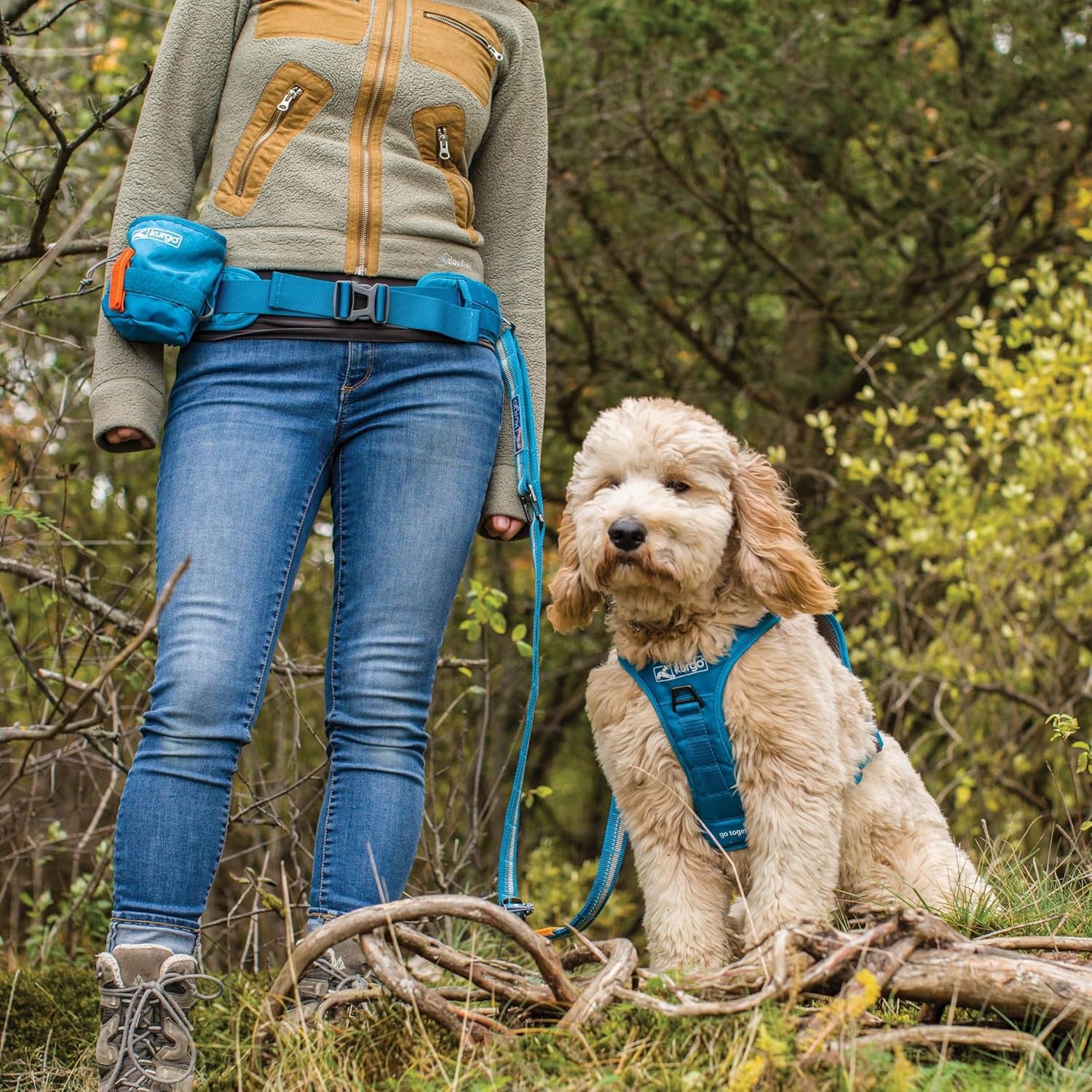 Kurgo RSG Active Utility Belt - Adjustable Adventure Dog Belt - Molle-Compatible - Reflective Trim - Lightweight, Comfortable Fit - Hands-Free