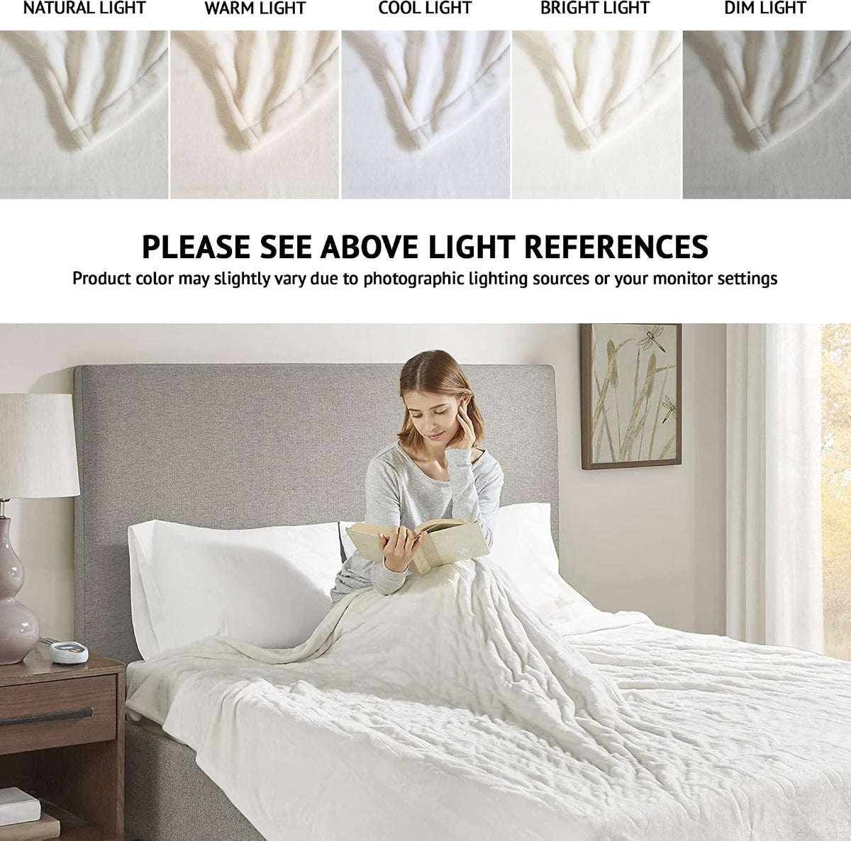 Beautyrest Heated Blanket Queen Size, Fast Heating Electric Blanket, Ivory