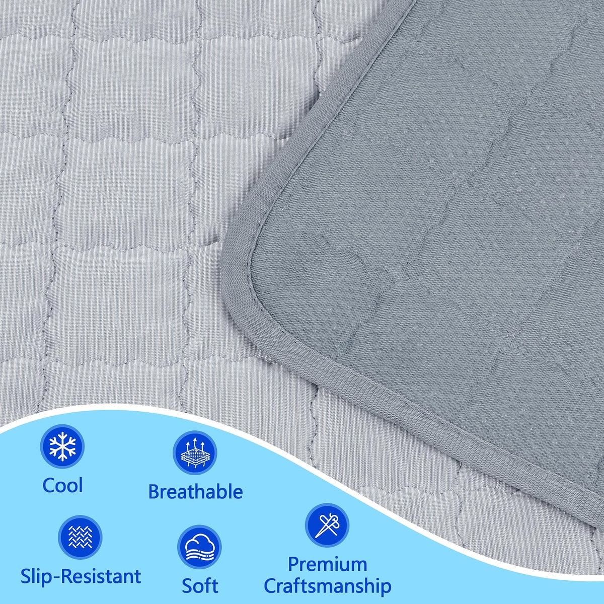 Cooling Mat for Dogs, Q-Max>0.5 Breathable Cooling Pad for Dog, 43"X 32" Pet Cooling Bed with Non-Slip Bottom, Portable Washable Cooling Blanket for Indoor & Outdoor,Gray