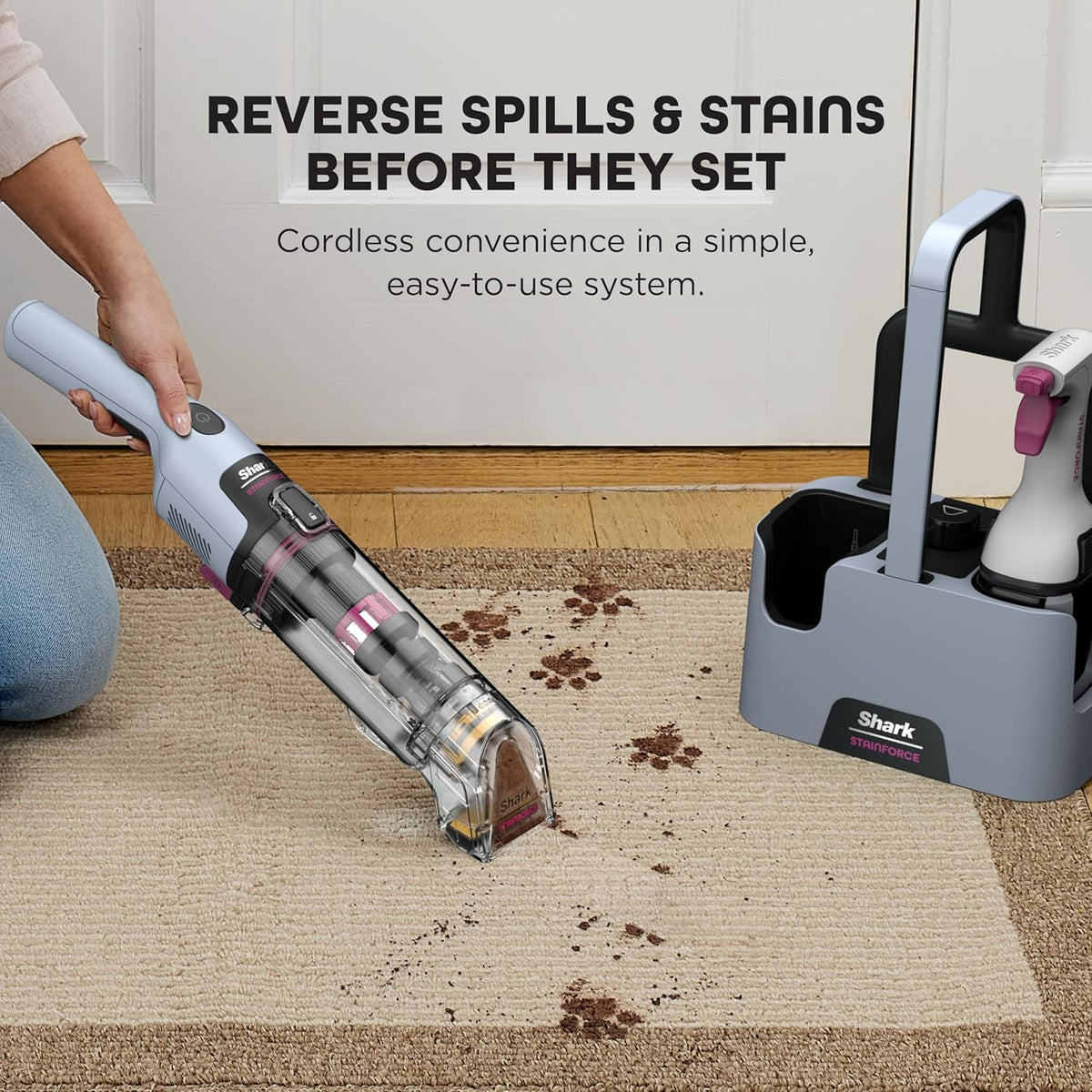 Shark Stainforce Cordless Stain, Odor & Urine Remover, 2 Tools, HX102BRN