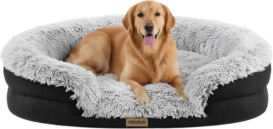 Miorun Fluffy Orthopedic Dog Beds Large Sized Dog, 43" Bolster Sofa Bed