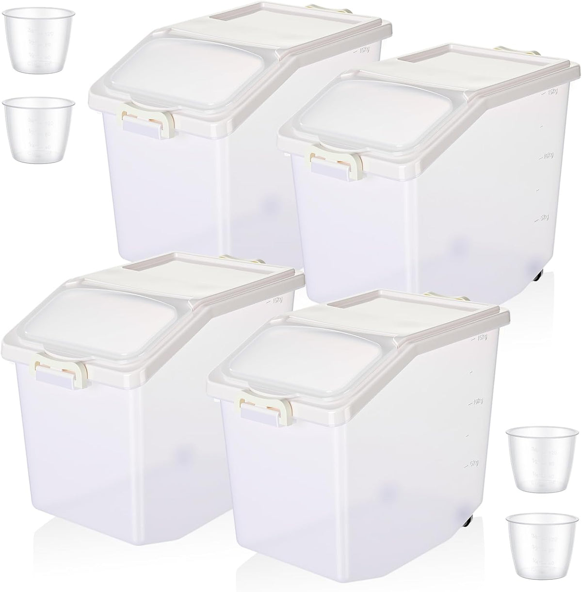 Sunnyray 4 Pcs Rice Storage Container with Wheels 12.2 X 12.2 X 9.45 Inch