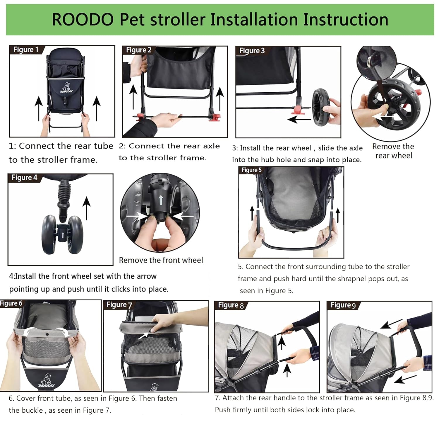 ROODO 4 Wheel Dog Cat Pet Stroller Best Lightweight Foldable Compact Portable Jogger All Terrain Travel Pet Gear Puppy Doggie Bunny Kitty Stroller for up to 30Lbs Medium Small Dogs Cats(Sky Blue)