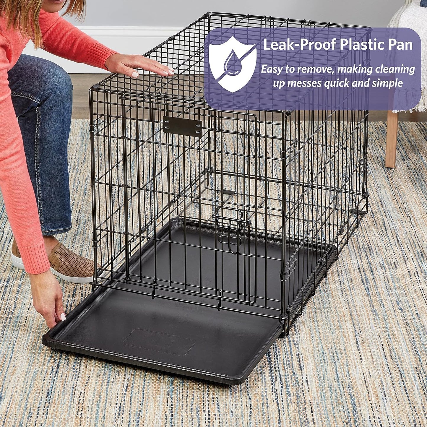 Midwest Homes for Pets 30-Inch Icrate for Medium Breeds, 21-40 Lbs, Single Door Folding Dog Crate with Divider Panel, Leak-Proof Tray & Secure Latch, Portable, Durable & Easy to Assemble