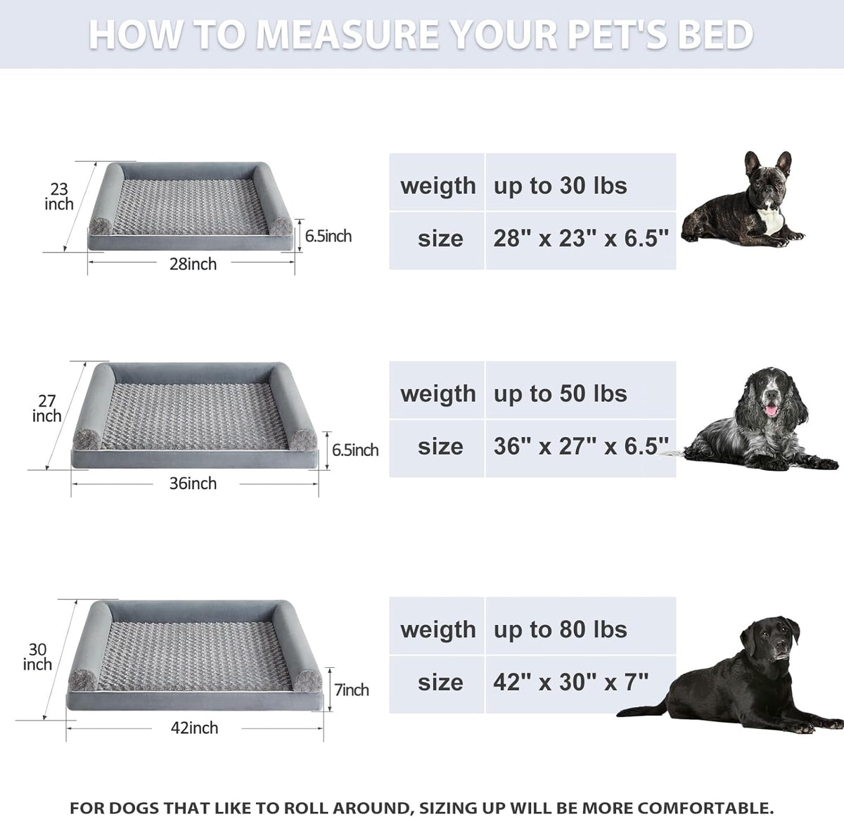 BFPETHOME Orthopedic Washable Large Dog Bed for Senior Dog Comfy Sleep