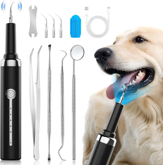 Plaque and Tartar Remover Kit for Dogs,Low Noise Waterproof Ultrasonic Tartar Remover for Pets