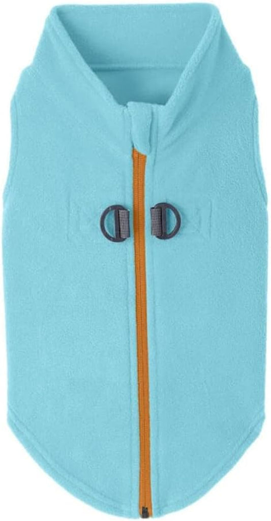 Gooby - Zip up Fleece Vest, Fleece Jacket Sweater with Zipper Closure and Leash Ring, Turquoise, Medium
