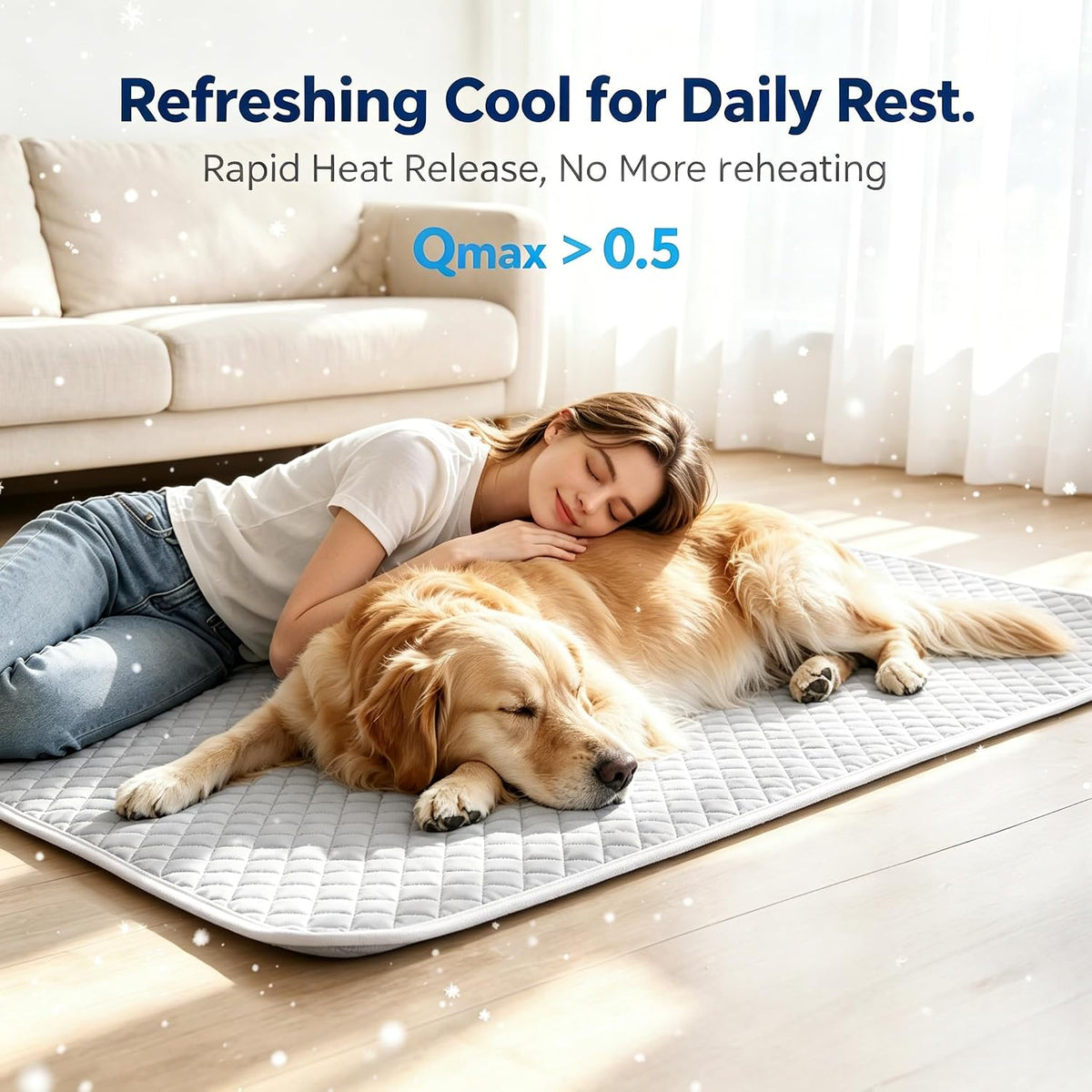 Self-Cooling Dog Mat, Q-Max>0.5 Breathable Pet Pad for Summer