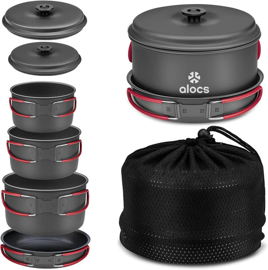 ALOCS Camping Cookware Set Camping Gear Compact Camping Pots and Pans Set