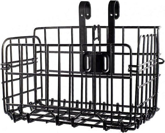 Folding Rear Bike Basket Steel Baskets Quickly Release Rack Cargo Basket with Reflective for Most Mounted Black