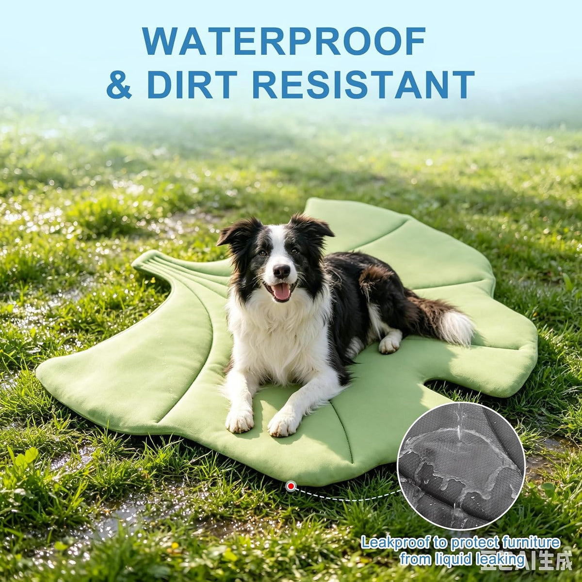 BEAUTYZOO Cooling Mat for Dogs & Cats, Dog Cooling Mat Q-Max>0.4, Double-Sided Pet Cool Pads for Summer, Crate, Kennel, Waterproof Outdoor Cooling Bed, Non-Gel Washable Chill Mats 43"X39" Leaf Shaped