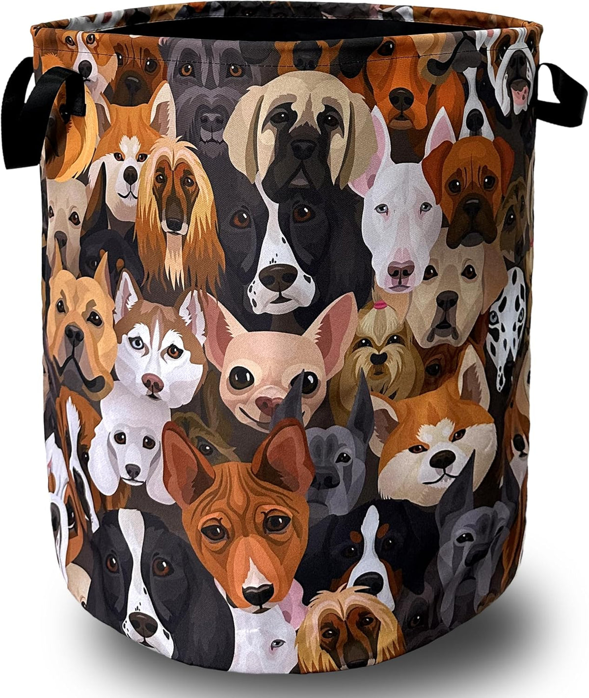 Colorful Dog Laundry Basket Oxford Cloth Foldable Hamper 18.9X16.5 Inch