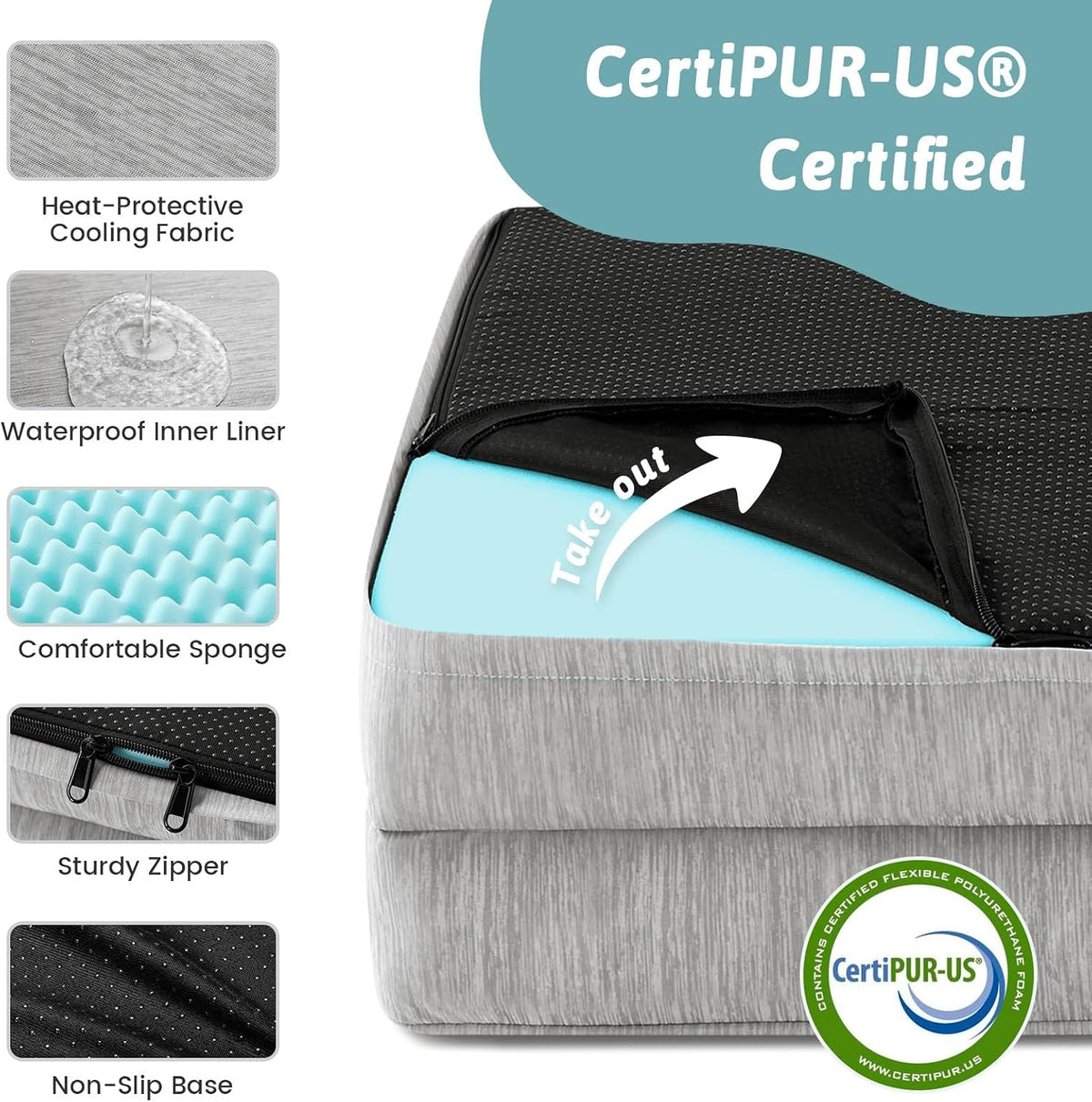 COZY KISS Orthopedic Dog Cooling Bed Washable for Extra Large Dogs, XL