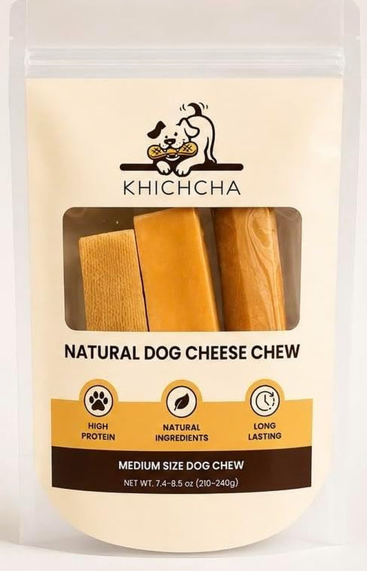 Himalayan Yak Chew for Dogs, Natural Yak Cheese Dog Chew - Long-Lasting Dental Chew Treat, High Protein, Handcrafted in Nepal (Medium, 7.4-8.5 Oz, 3 Count)