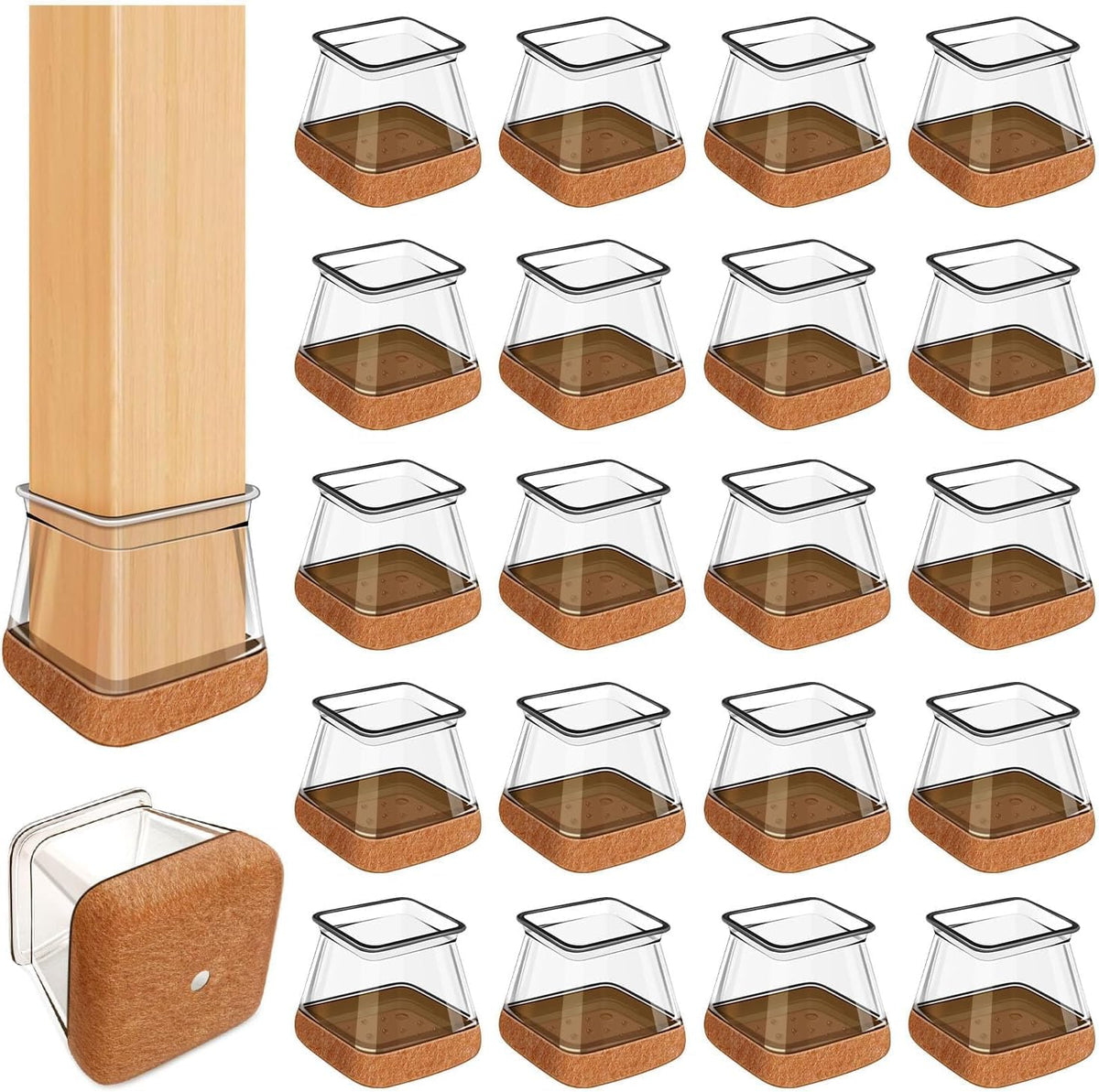 OCONDA 20 Pcs Silicone Chair Leg Floor Protectors for Hardwood Floors,Large