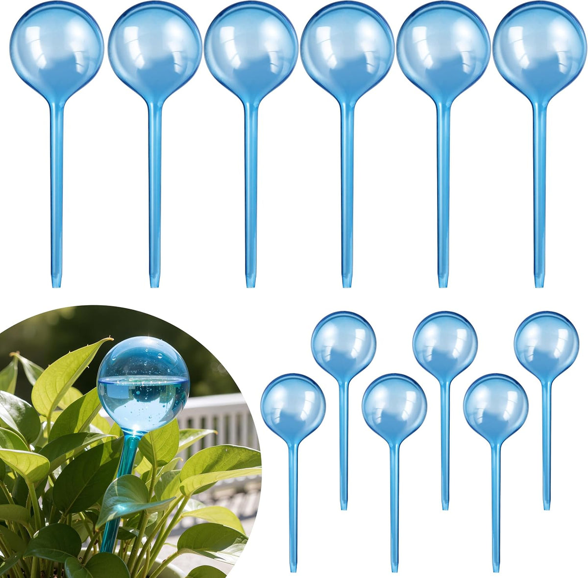 Soilagua 12-Pack Plastic Plant Watering Globes, Self Watering Spikes