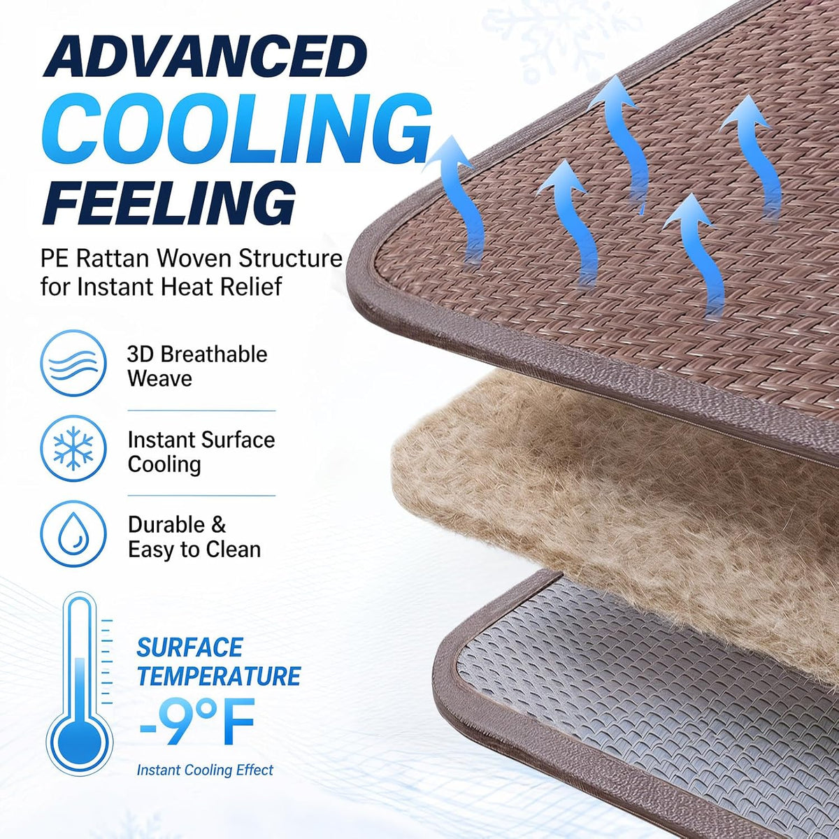 Woven Cool Mat for Cats, Waterproof Rinse-Clean Pad, 26" X 16"