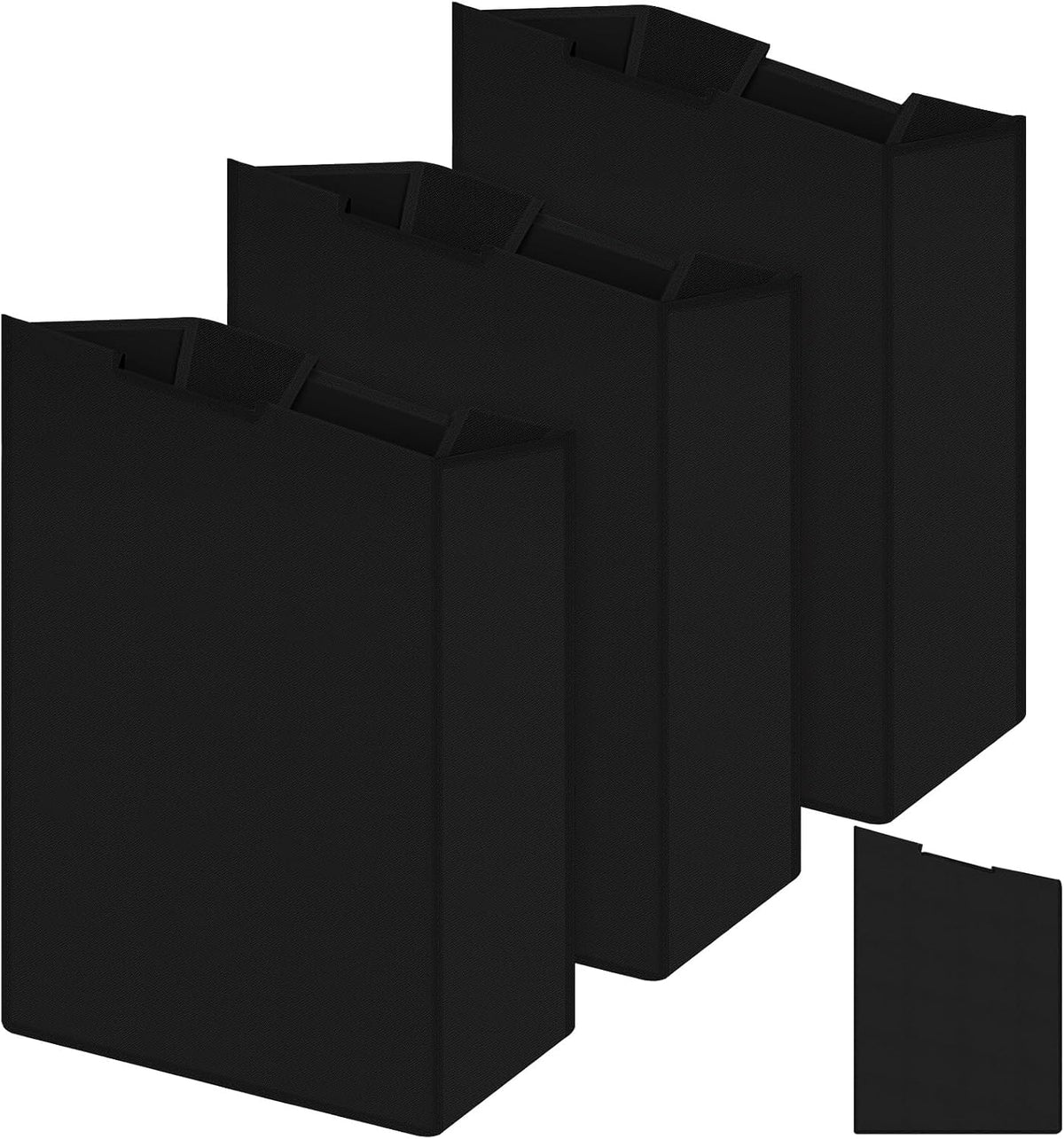 Windyun 3 Pcs Hypotenuse Laundry Sorter Replacement Bags Hamper Cart Removable Replacement Bags Laundry Storage Organizer Bag Hamper Liner, No Hooks 14.76 X 8.66 X 23.23/19.29 Inch(Black)