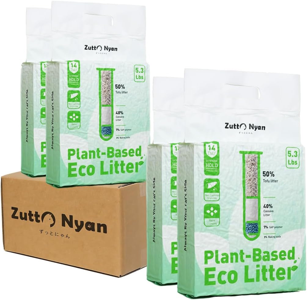 Zutto Nyan 4 in 1 Cassava Cat Litter - Advanced Fast Clumping, 21.2Lbs