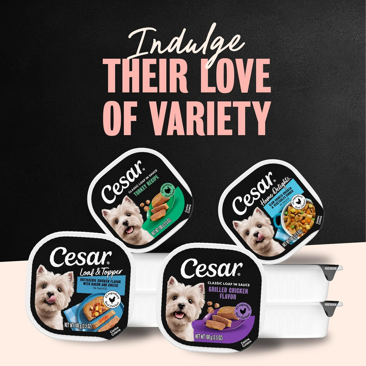 Cesar Wet Dog Food, Poultry Lovers Variety Pack, 3.5 Oz, 36 Count