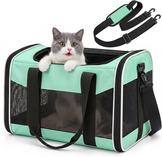 Soft-Sided Small Cat & Dog Carrier up to 12Lbs, 16.5X11X11 Pet Travel Bag