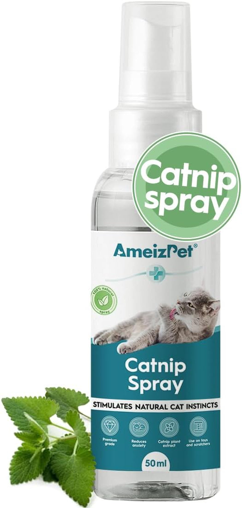 Ameizpet Catnip Spray for Cats, Cat Scratching Sprays, Transparent Cat & Kitten Behaviour Spray 50 Ml (1.69 Oz)