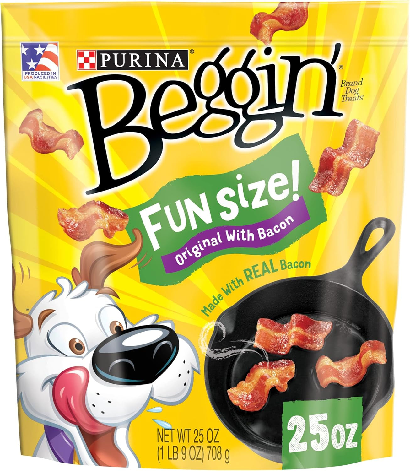Purina Beggin' with Real Meat Dog Treats, Fun Size Original with Bacon Flavor - 25 Oz. Pouch