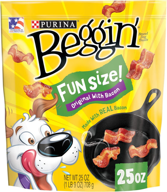 Purina Beggin' with Real Meat Dog Treats, Fun Size Original with Bacon Flavor - 25 Oz. Pouch