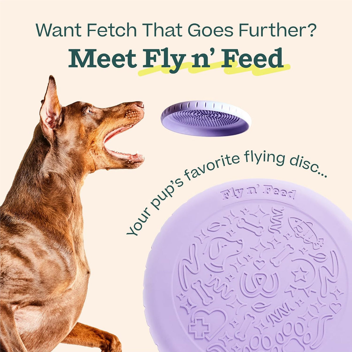 WOOF Fly N' Feed Flying Disc & Lick Mat Dog Toy - Lavender