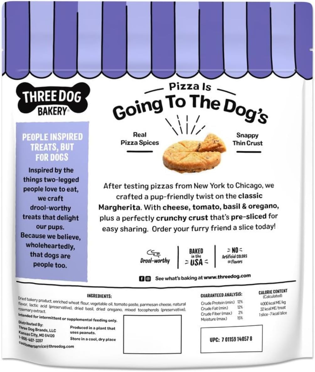 Three Dog Bakery Pupino’S Pizza Cookies for Dogs, Dog Treats with Real Ingredients, 16 Oz