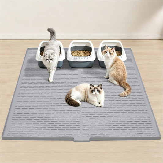 Cat Litter Box Mat, 47" X 35" Extra Large Silicone Cat Litter Mat