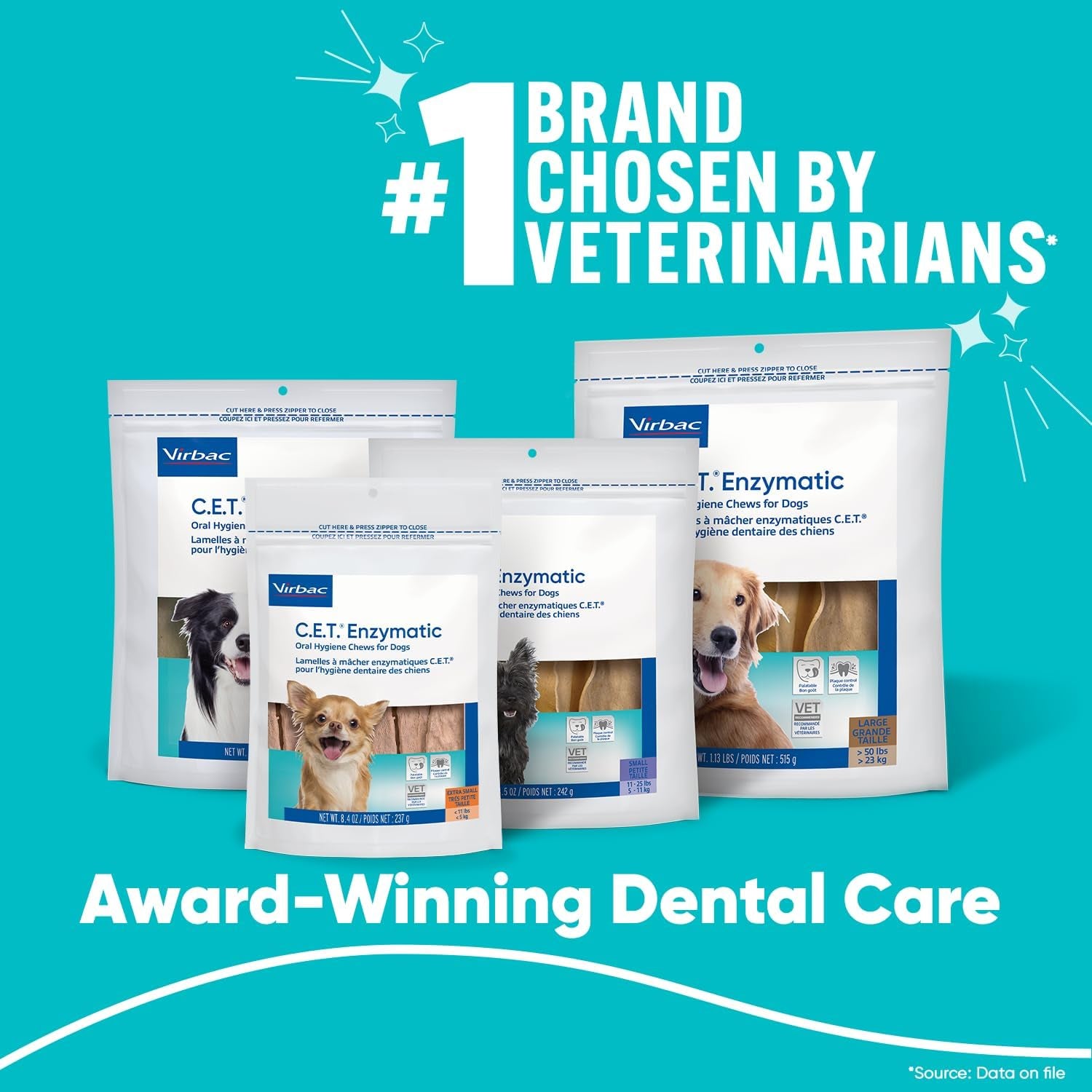 Virbac C.E.T.® Enzymatic Oral Hygiene Chews for Dogs, X Small - Plaque & Tartar Control - Single Layer Beefhide with Exclusive Dual-Enzyme System & Tasty Chicken Flavor - Easy to Give Dog Dental Chew