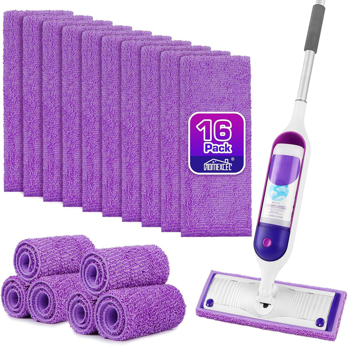 HOMEXCEL Microfiber Mop Pads 16 Pack for Swiffer Powermop 13"-15" Washable