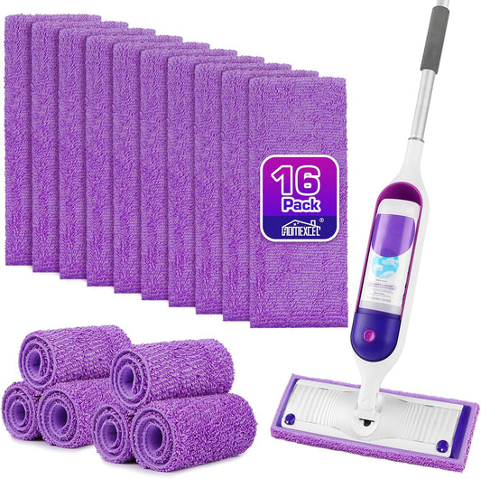 HOMEXCEL Microfiber Mop Pads 16 Pack for Swiffer Powermop 13"-15" Washable