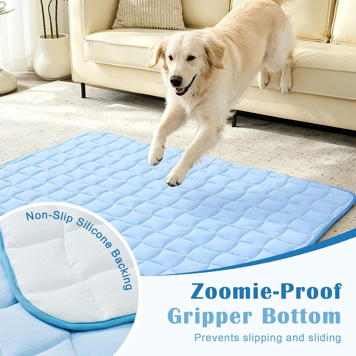 JOLLYVOGUE Cooling Mat for Dogs, Large Dog Cooling Pad, 44"X32", Blue