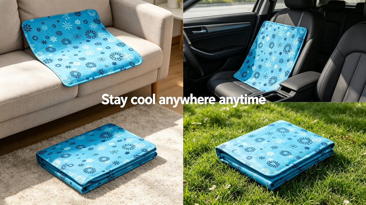Zeqi Gel-Filled Cooling Mats for Cats Dogs Pets 17''X17'', Water-Proof Surface, Summer Dog Cool Mat, Cooling Cat Bed, Cool Mat, Ice Mat, Seat Cushion for Summer (Small, Snowflake)
