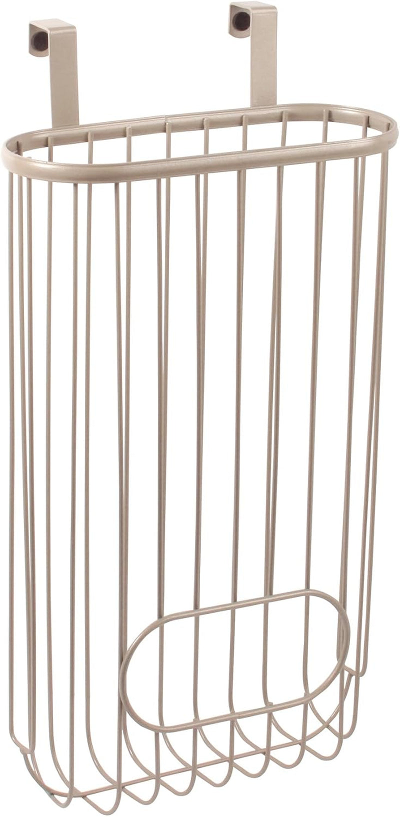 Spectrum Ashley over the Cabinet Plastic Bag Holder (Satin Nickel Powder Coat) - Grocery & Recycling Bag Dispenser for Kitchen, Bathroom, under Sink, Home, & Apartment Organization