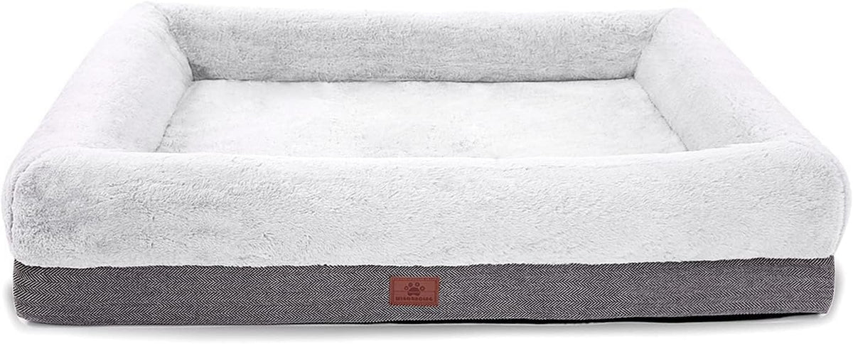 WINDRACING Orthopedic Dog Bed for Medium Dogs, Bolster Sides Dogs Sofa Bed with Removable Washable Cover & Non-Skid Bottom, Soft Pet Bed with Egg Foam Dog Couch for Sleeping, 31 X 25 Inch, Gray