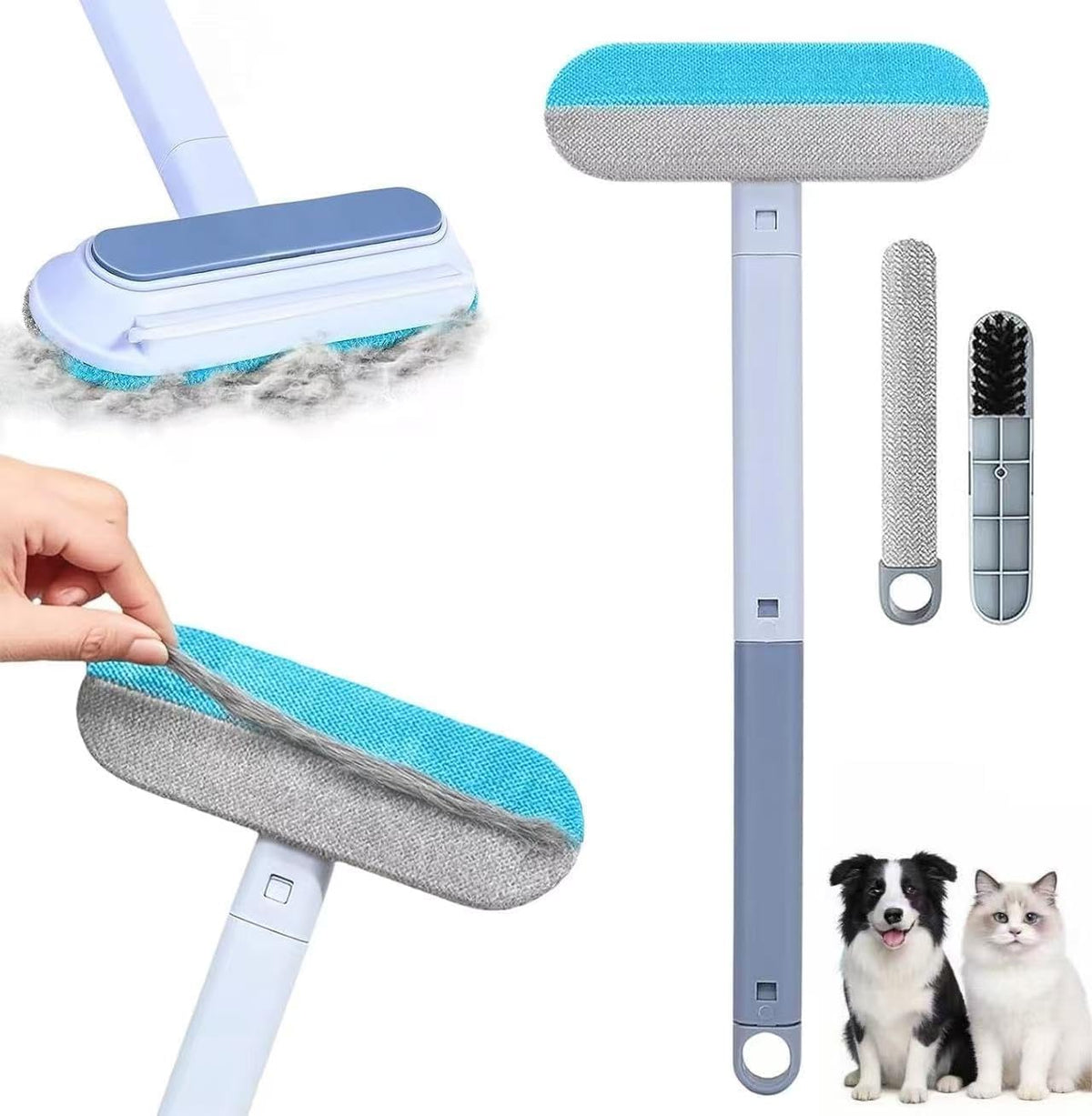 Pet Hair Removal Tool, Mesh Screen Cleaner, 3-In-1 Multifunctional Window Screen Cleaning Brush, Wet Dry Dual-Use, Gentle on Furniture, Carpets and Clothing, Bedding, Car Interior Cleaning