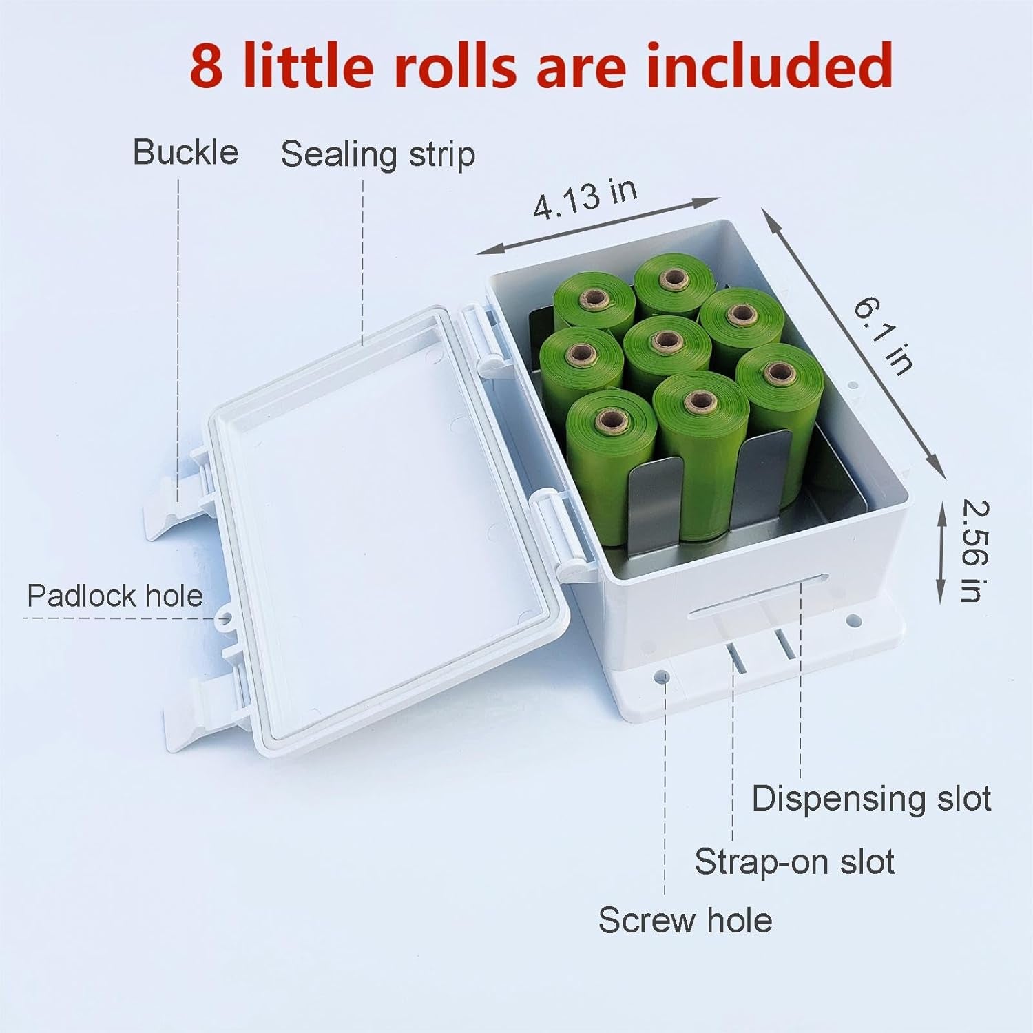 2 Dog Bag Dispensers 1 Lock 8 Small Rolls of Poop Bags