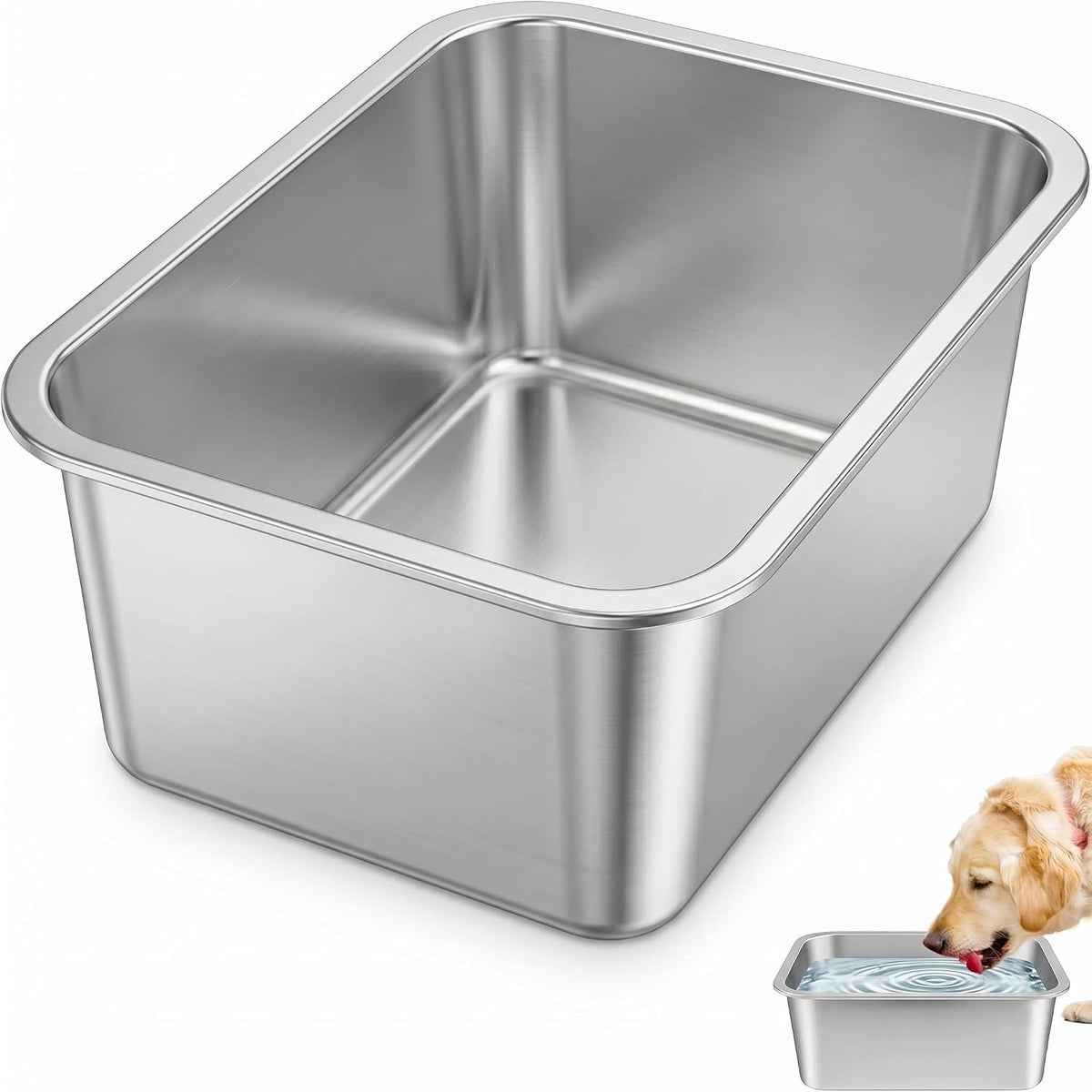 Bwogue 3 Gallon Large Water Bowl for Dogs, Stainless Steel Dog Water Bowl