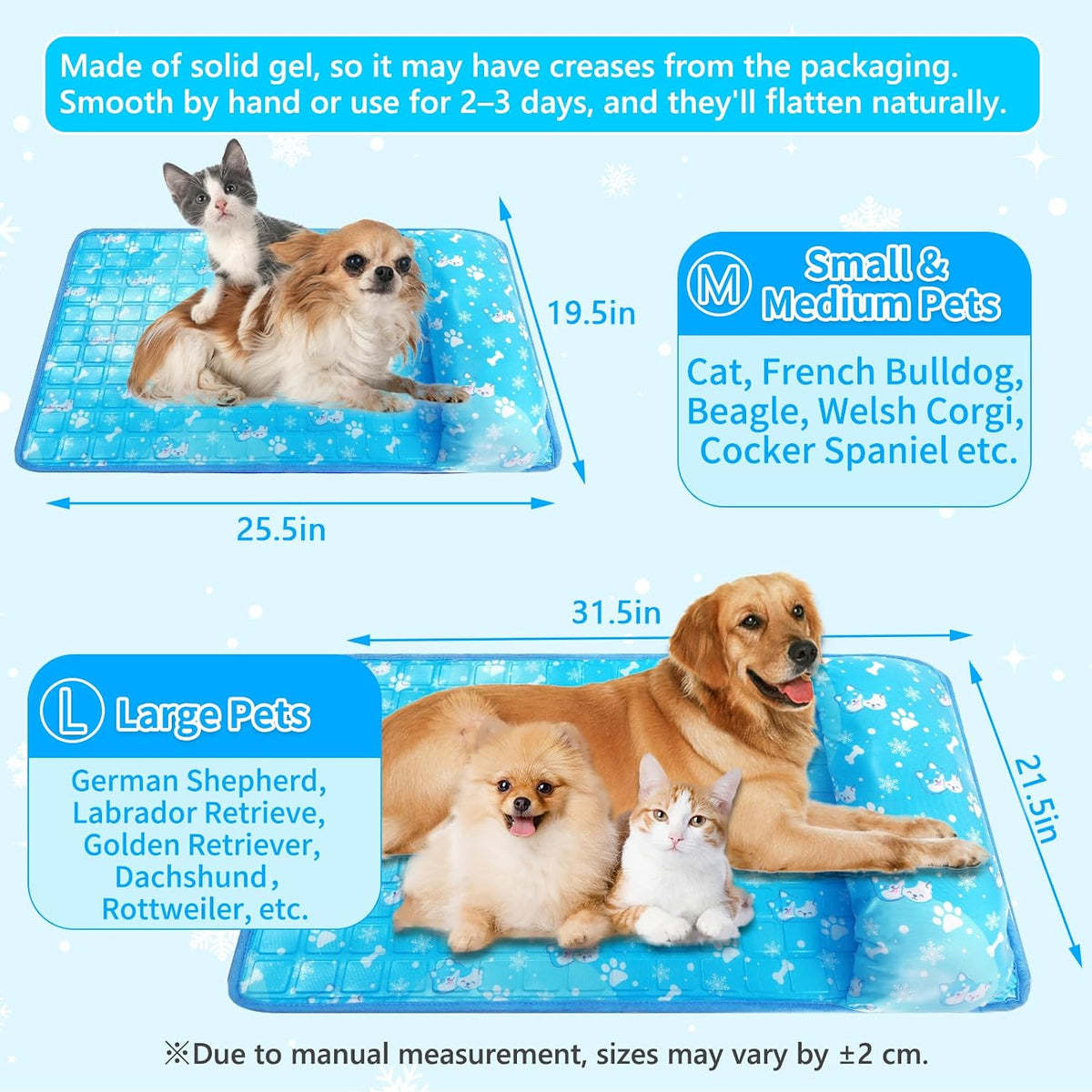 Dog Cooling Mat, Non Toxic Gel Cooling Pad for Small to Large Dog