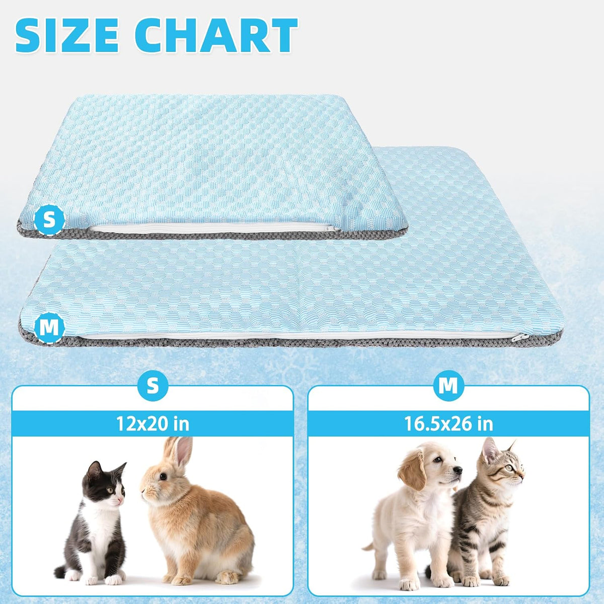 Cat Cooling Mat, Cooling Pad for Rabbit, Guinea Pig with Ice Gel Bag to Stay Clod Longer, Two Sided Washable Kitten Sleeping Bed for Summer Crate Kennel, Arc-Chill Cool Fiber Q-MAX >0.45